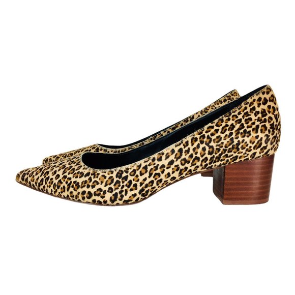 Crown Vintage Shoes - Crown Vintage Juryan Cheetah Calf Hair Leather Pointed Toe Block Heel Pumps 9